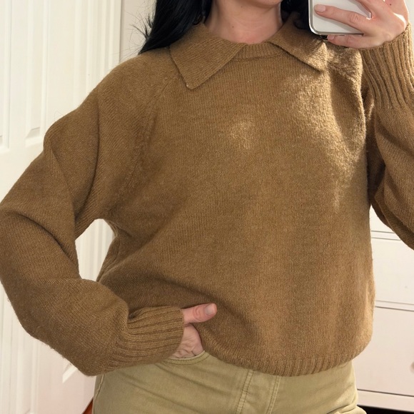 H&M sweater with collar dark beige - Picture 5 of 9